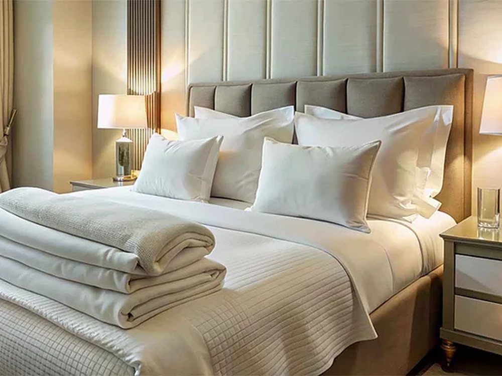 Luxury hotel bed linen sourced through INDUS CIRCLE