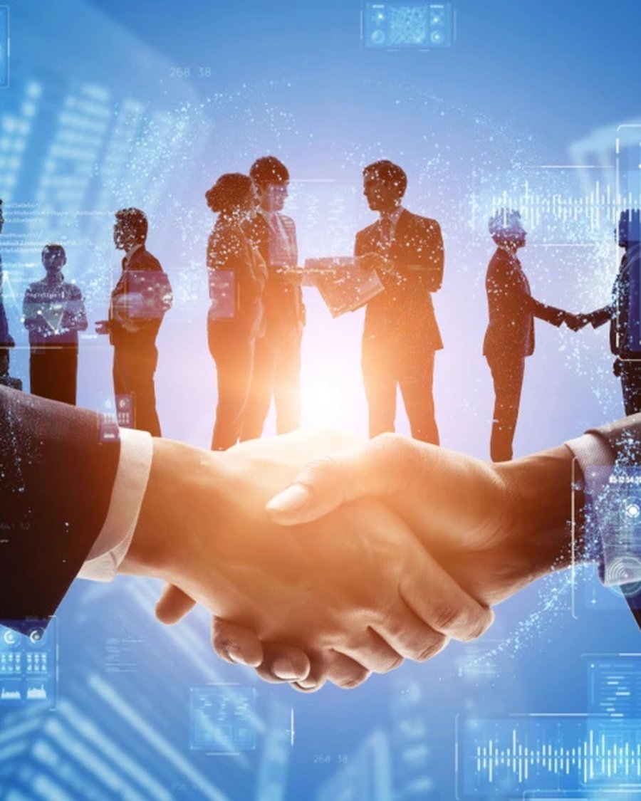 Business handshake representing a professional buyer and supplier connection through INDUS CIRCLE